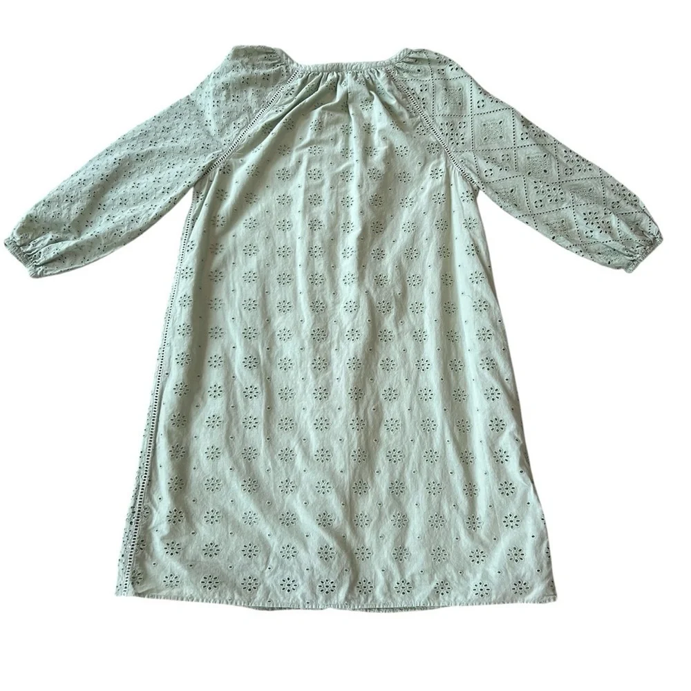 Faherty Valencia sage green organic cotton eyelet dress size XXS